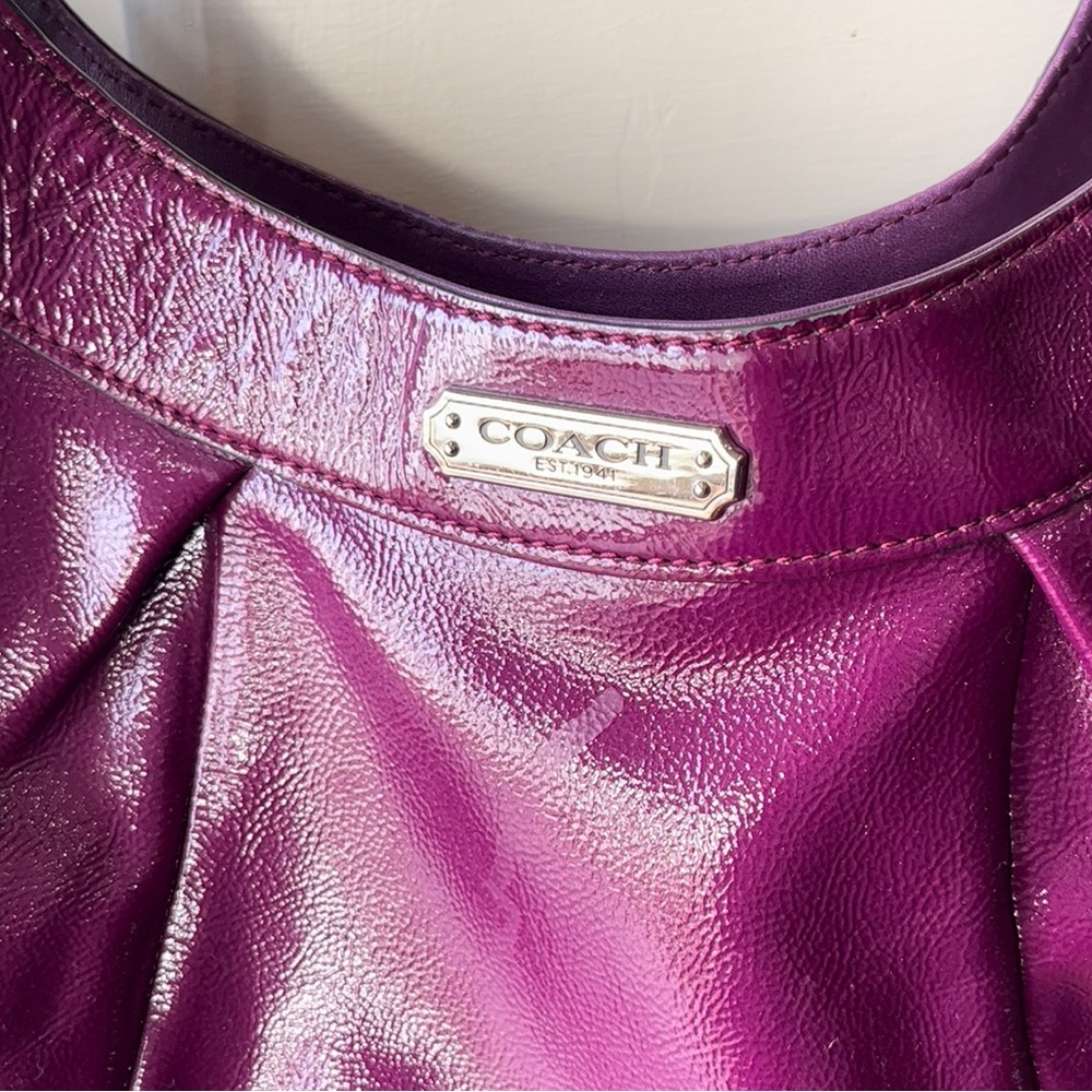 Coach Purple Patent Leather Madison Maggie Hobo Bag - Picture 2 of 12